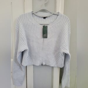 Wild Fable Light Blue Cropped Full Zip Cardigan Sweater Size Medium NWT
